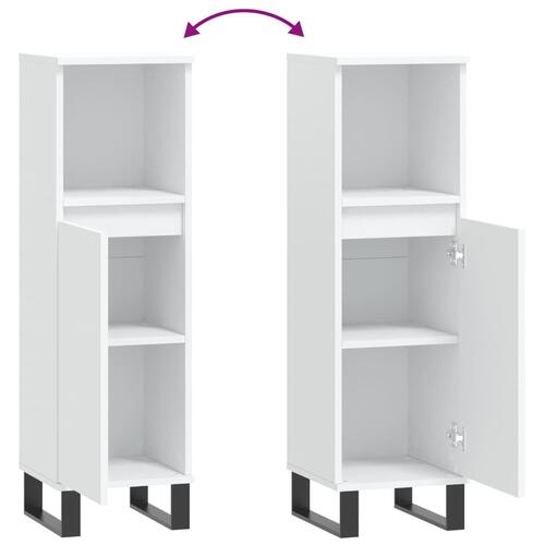Badeværelsesskab 30x30x100 cm konstrueret træ hvid