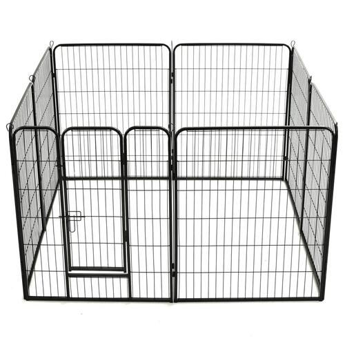 Løbegård til hunde 8 paneler stål 80 x 100 sort