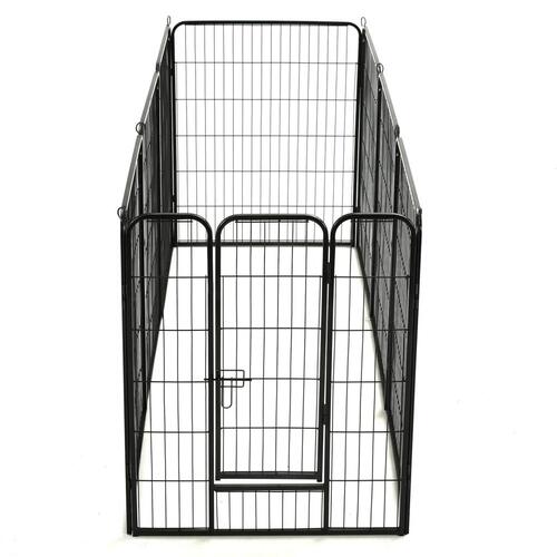 Løbegård til hunde 8 paneler stål 80 x 100 sort
