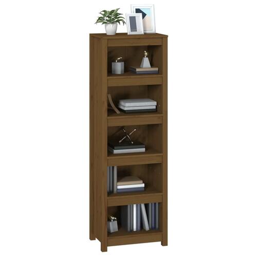 Bogreol 50x35x154 cm massivt fyrretræ gyldenbrun