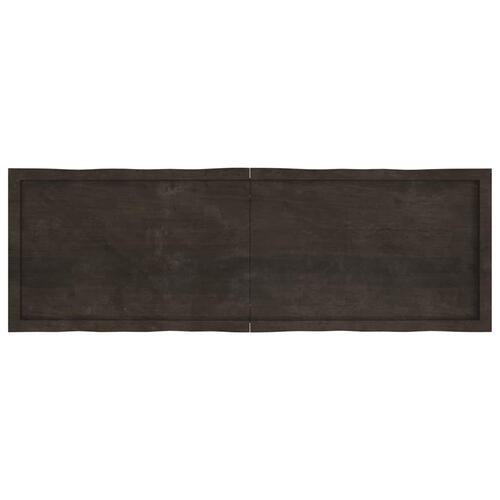 Bordplade 160x50x(2-6) cm naturlig kant behandlet træ mørkebrun