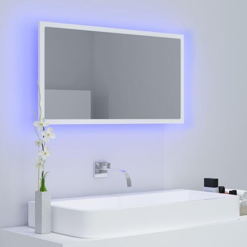 Badeværelsesspejl med LED-lys 80x8,5x37 cm akryl hvid