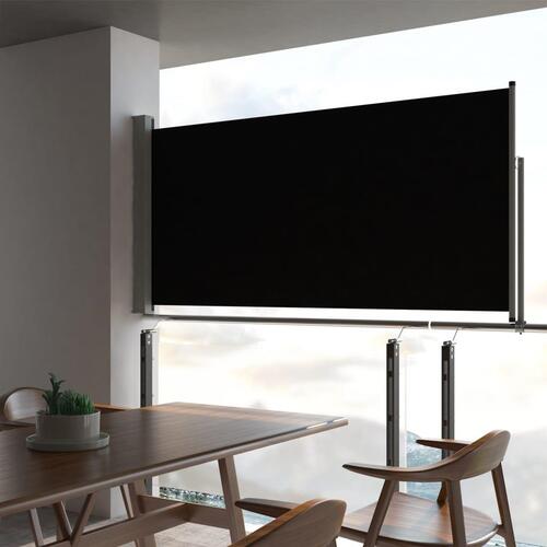 Sammenrullelig sidemarkise til terrassen 120 x 300 cm sort