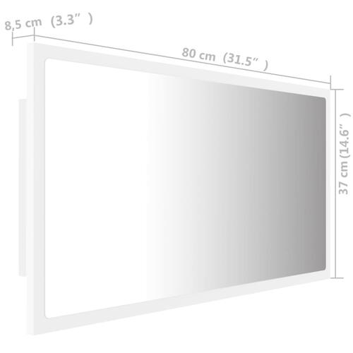 Badeværelsesspejl med LED-lys 80x8,5x37 cm akryl hvid