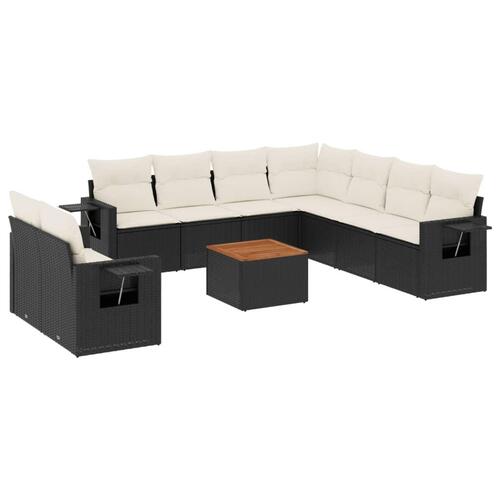 Sofasæt til haven 10 dele med hynder polyrattan sort