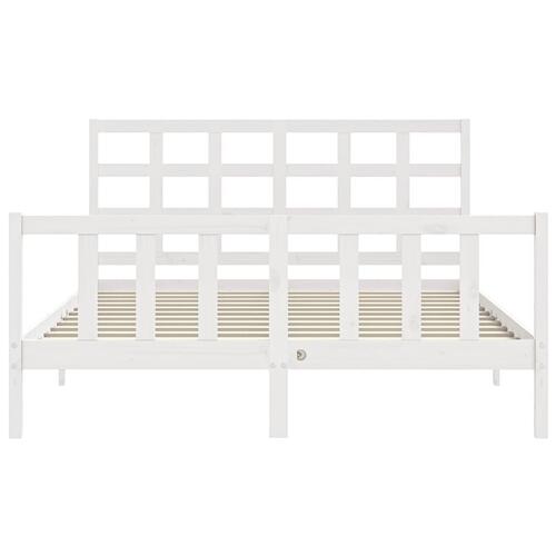 Sengeramme med sengegavl kingsize massivt træ hvid