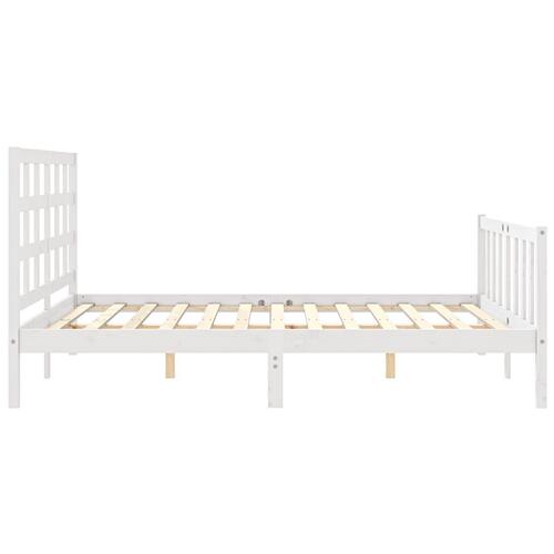 Sengeramme med sengegavl kingsize massivt træ hvid