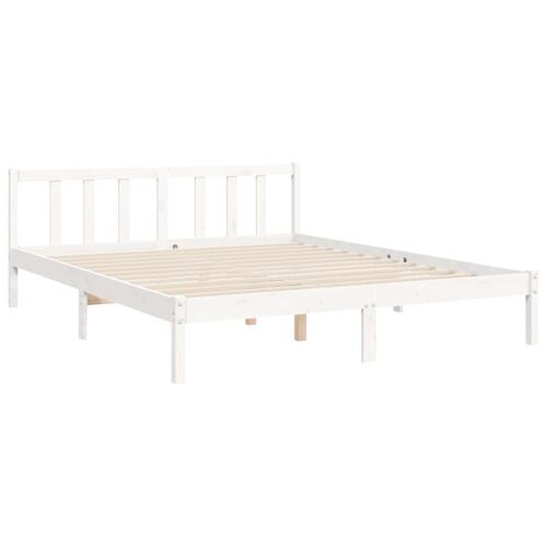 Sengeramme med sengegavl kingsize massivt træ hvid