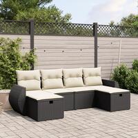 Sofasæt til haven 6 dele med hynder polyrattan sort