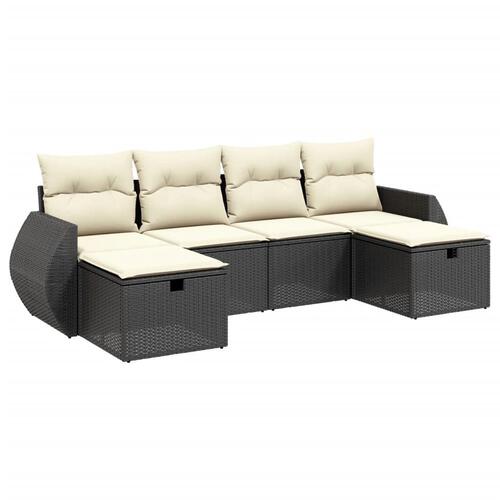 Sofasæt til haven 6 dele med hynder polyrattan sort