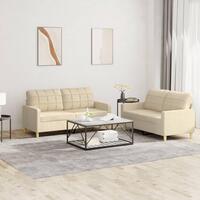 2 personers sofa med hynder stof cremefarvet
