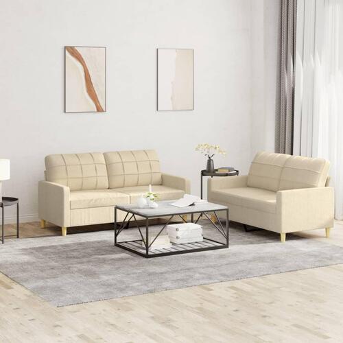 2 personers sofa med hynder stof cremefarvet