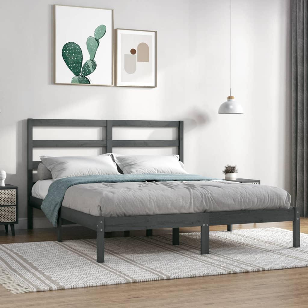 Sengeramme 120x190 cm Small Double massivt træ grå