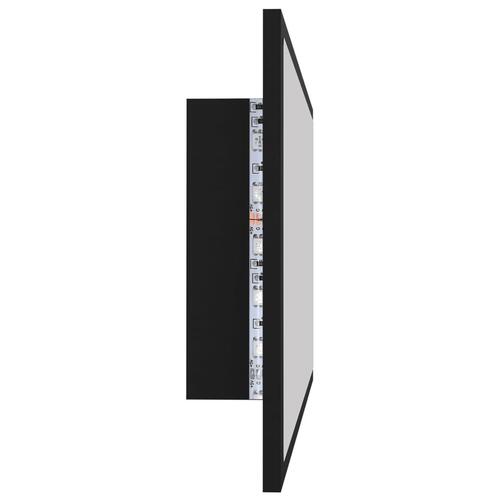 Badeværelsesspejl med LED-lys 80x8,5x37 cm akryl sort