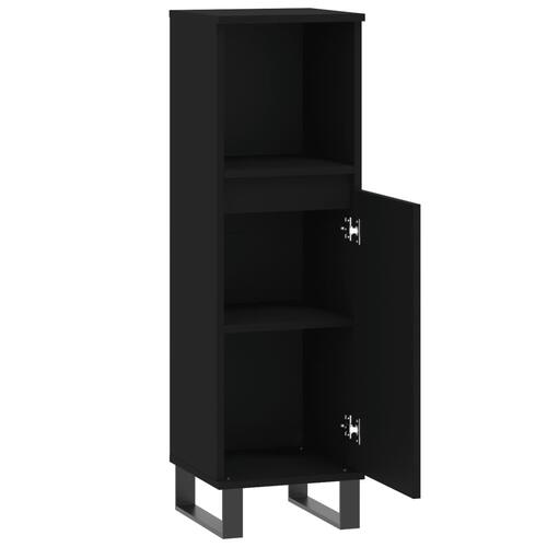 Badeværelsesskab 30x30x100 cm konstrueret træ sort