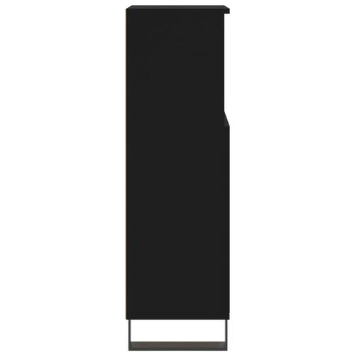 Badeværelsesskab 30x30x100 cm konstrueret træ sort