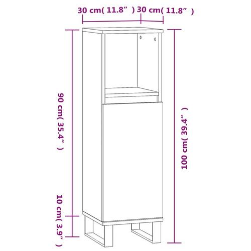 Badeværelsesskab 30x30x100 cm konstrueret træ sort