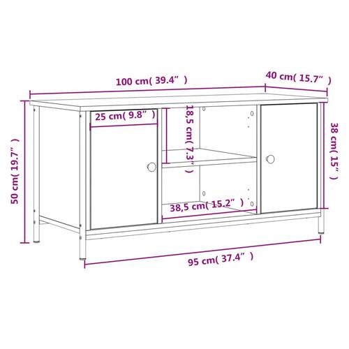 Tv-bord 100x40x50 cm konstrueret træ grå sonoma-eg