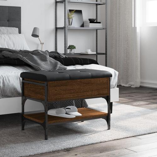 Skobænk 62x42x45 cm konstrueret træ brun egetræsfarve
