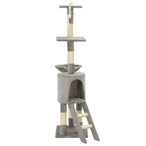 Kradsetræ til katte med sisal-kradsestolper 138 cm grå