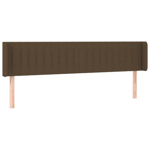 Sengegavl med LED-lys 203x16x78/88 cm - stof, mørkebrun