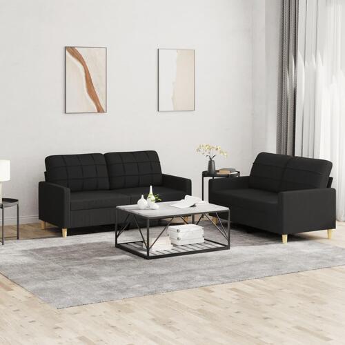 2 personers sofa med hynder stof sort