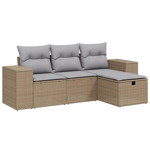 Sofasæt til haven 4 dele med hynder polyrattan beige