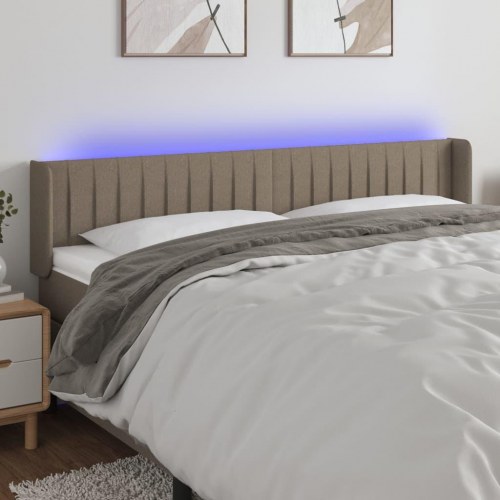 Sengegavl med LED-lys 203x16x78/88 cm - stof gråbrun