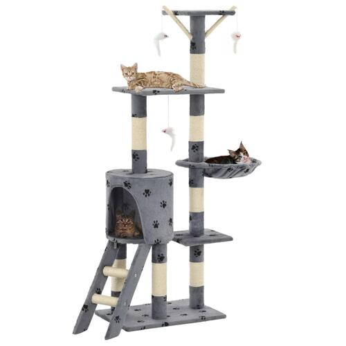 Kradsetræ til katte med sisal-kradsestolper 138 cm grå poteprint