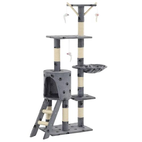 Kradsetræ til katte med sisal-kradsestolper 138 cm grå poteprint
