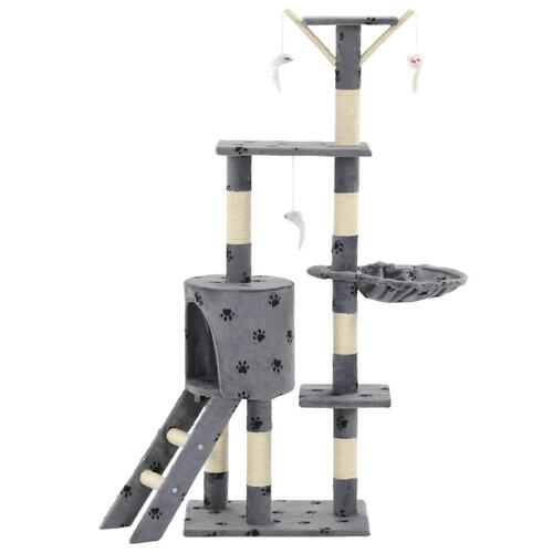 Kradsetræ til katte med sisal-kradsestolper 138 cm grå poteprint