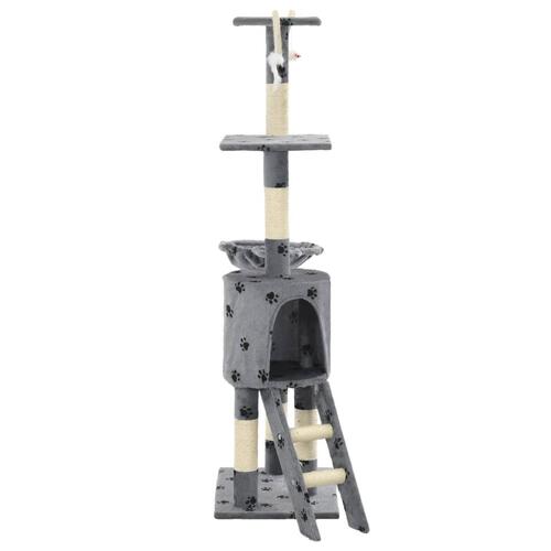 Kradsetræ til katte med sisal-kradsestolper 138 cm grå poteprint