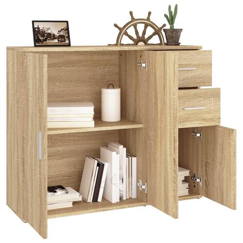 Skænk 91x29,5x75 cm konstrueret træ sonoma-eg