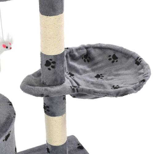 Kradsetræ til katte med sisal-kradsestolper 138 cm grå poteprint