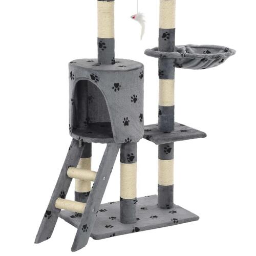 Kradsetræ til katte med sisal-kradsestolper 138 cm grå poteprint