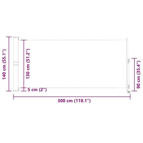 Sammenrullelig sidemarkise til terrassen 140 x 300 cm creme