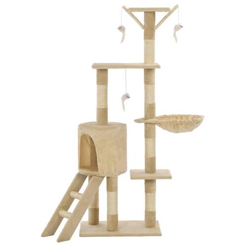 Kradsetræ til katte med sisal-kradsestolper 138 cm beige