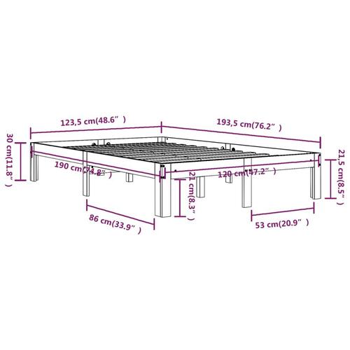 Sengeramme 120x190 cm Small Double massivt træ hvid