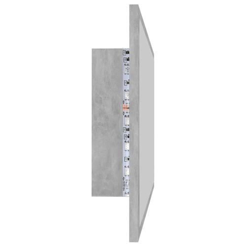 Badeværelsesspejl med LED-lys 80x8,5x37 cm akryl betongrå