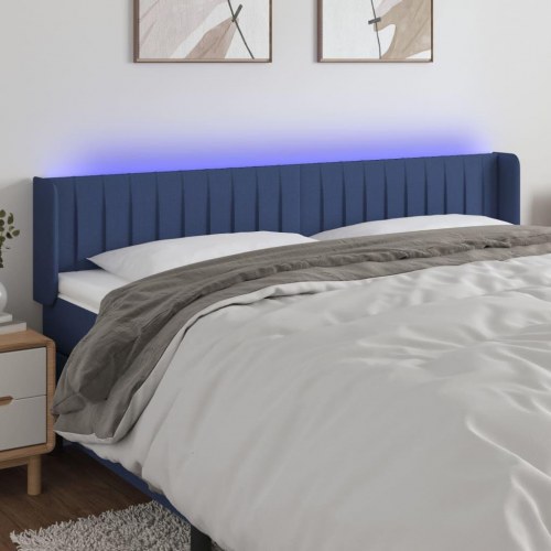 Sengegavl med LED-lys i stof - 203×16×78/88 cm, blå