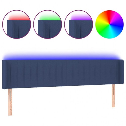 Sengegavl med LED-lys i stof - 203×16×78/88 cm, blå