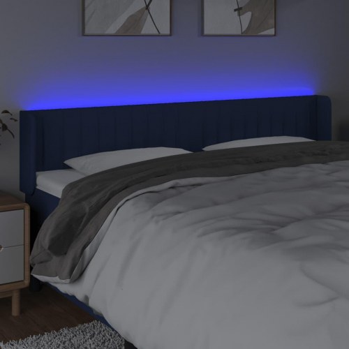 Sengegavl med LED-lys i stof - 203×16×78/88 cm, blå