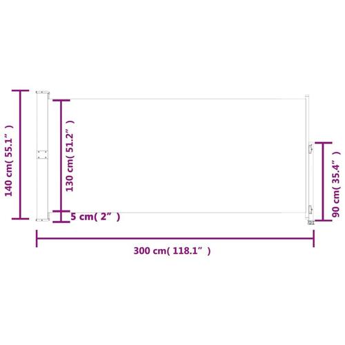 Sammenrullelig sidemarkise til terrassen 140x300 cm grå