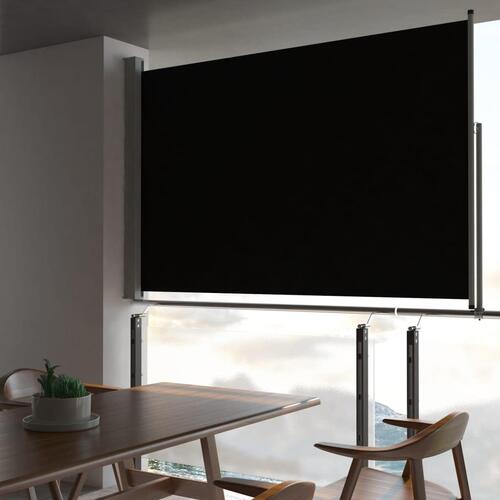 Sammenrullelig sidemarkise til terrassen 160 x 300 cm sort
