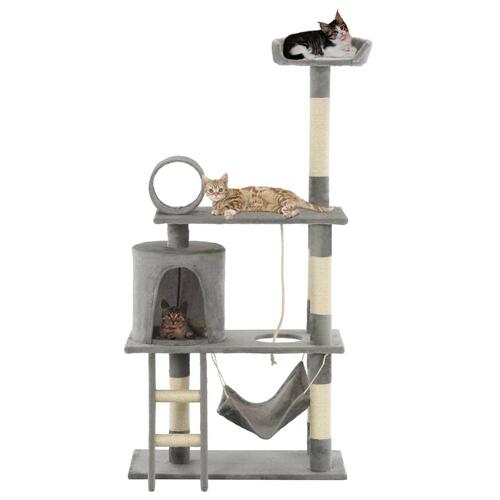 Kradsetræ til katte med sisal-kradsestolper 140 cm grå