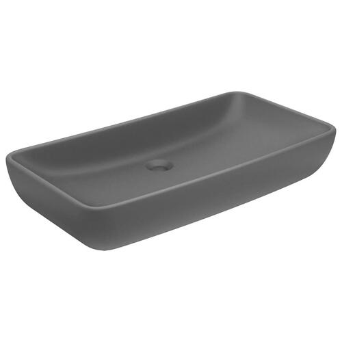 Luksuriøs håndvask 71x38 cm rektangulær keramik mat mørkegrå