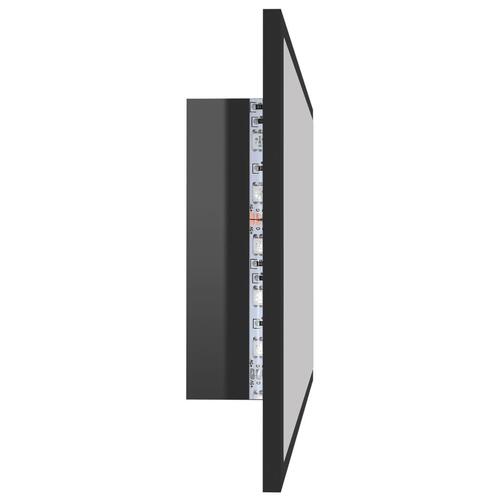 Badeværelsesspejl med LED-lys 80x8,5x37 cm akryl sort højglans