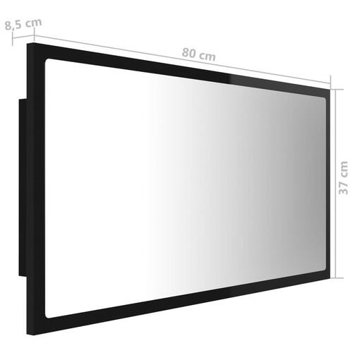 Badeværelsesspejl med LED-lys 80x8,5x37 cm akryl sort højglans
