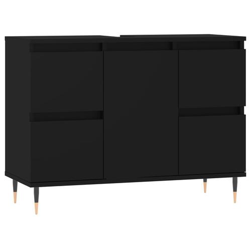 Badeværelsesskab 80x33x60 cm konstrueret træ sort