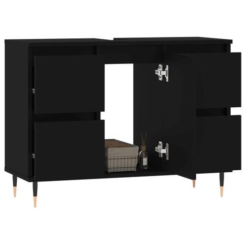 Badeværelsesskab 80x33x60 cm konstrueret træ sort